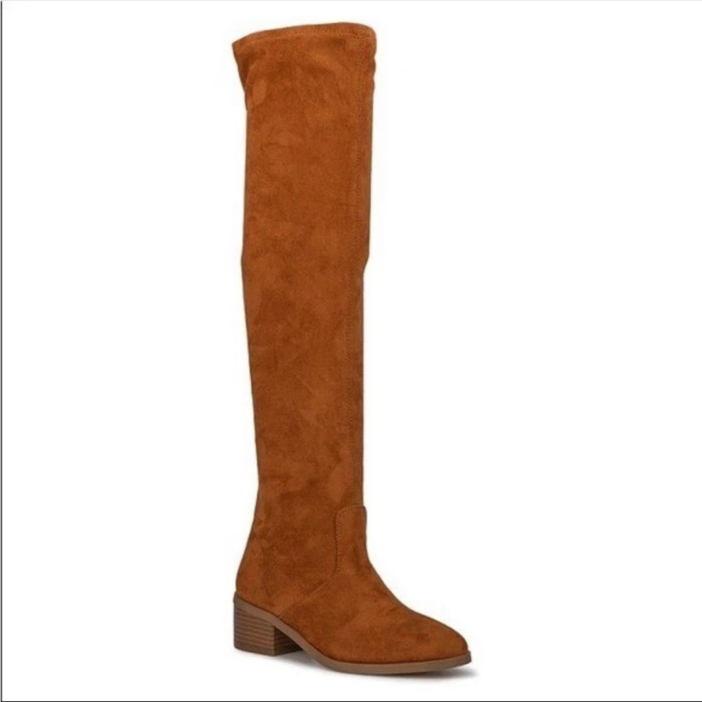 New York And Company Cognac Ruby Tall Over KneeRegular Calf Boots Sz 8.5 Stretch